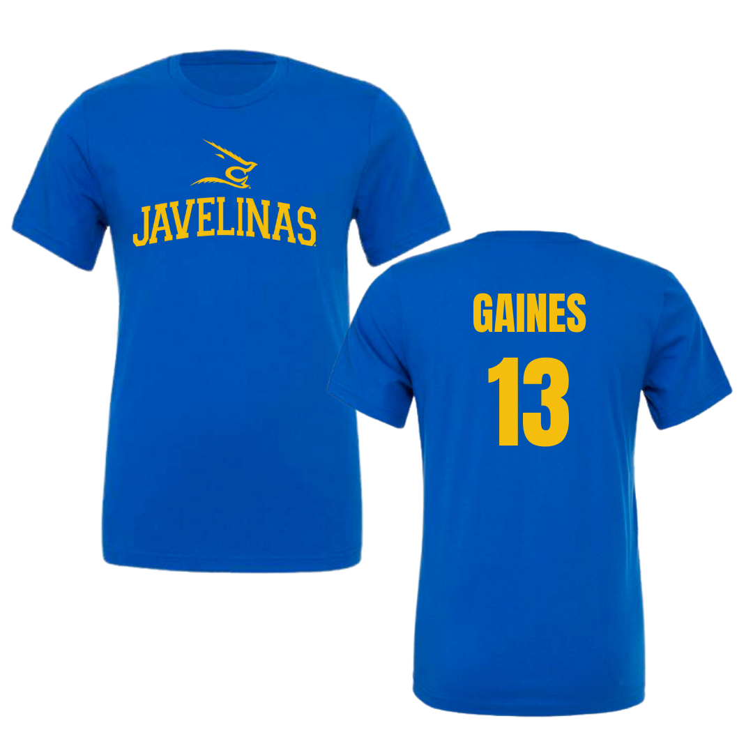 Texas A&M University-Kingsville Football Blue Tee - #13 Jason Gaines
