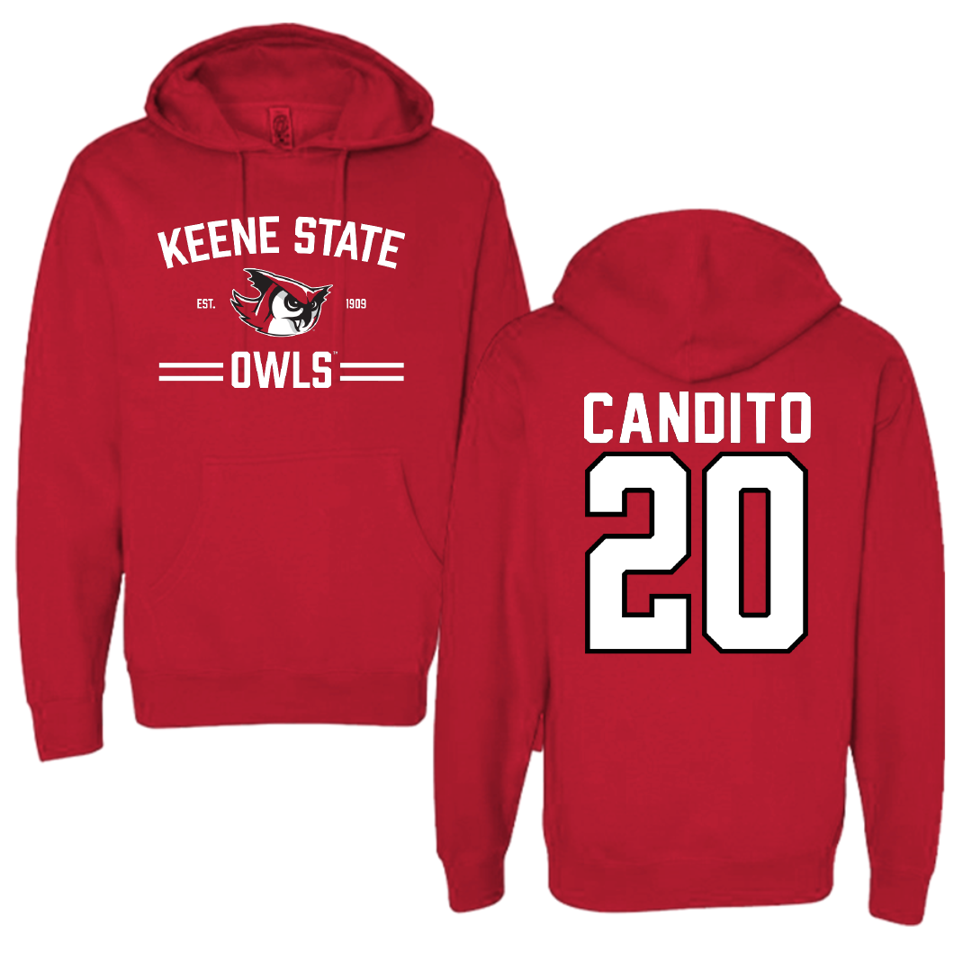 Keene State College Soccer Red General Hoodie - #20 Owen Candito