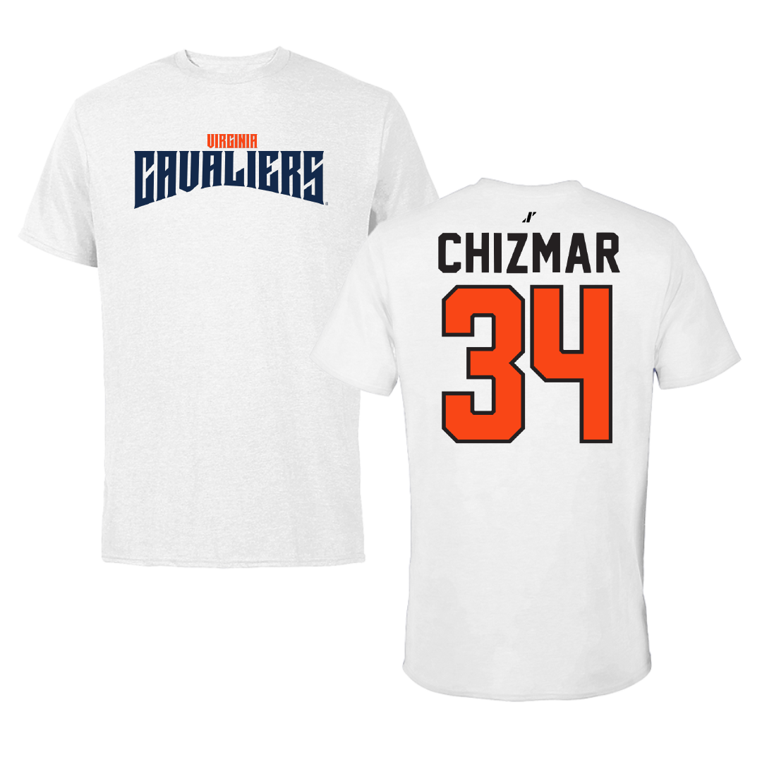 University of Virginia Lacrosse White Classic Tee - #34 Noah Chizmar