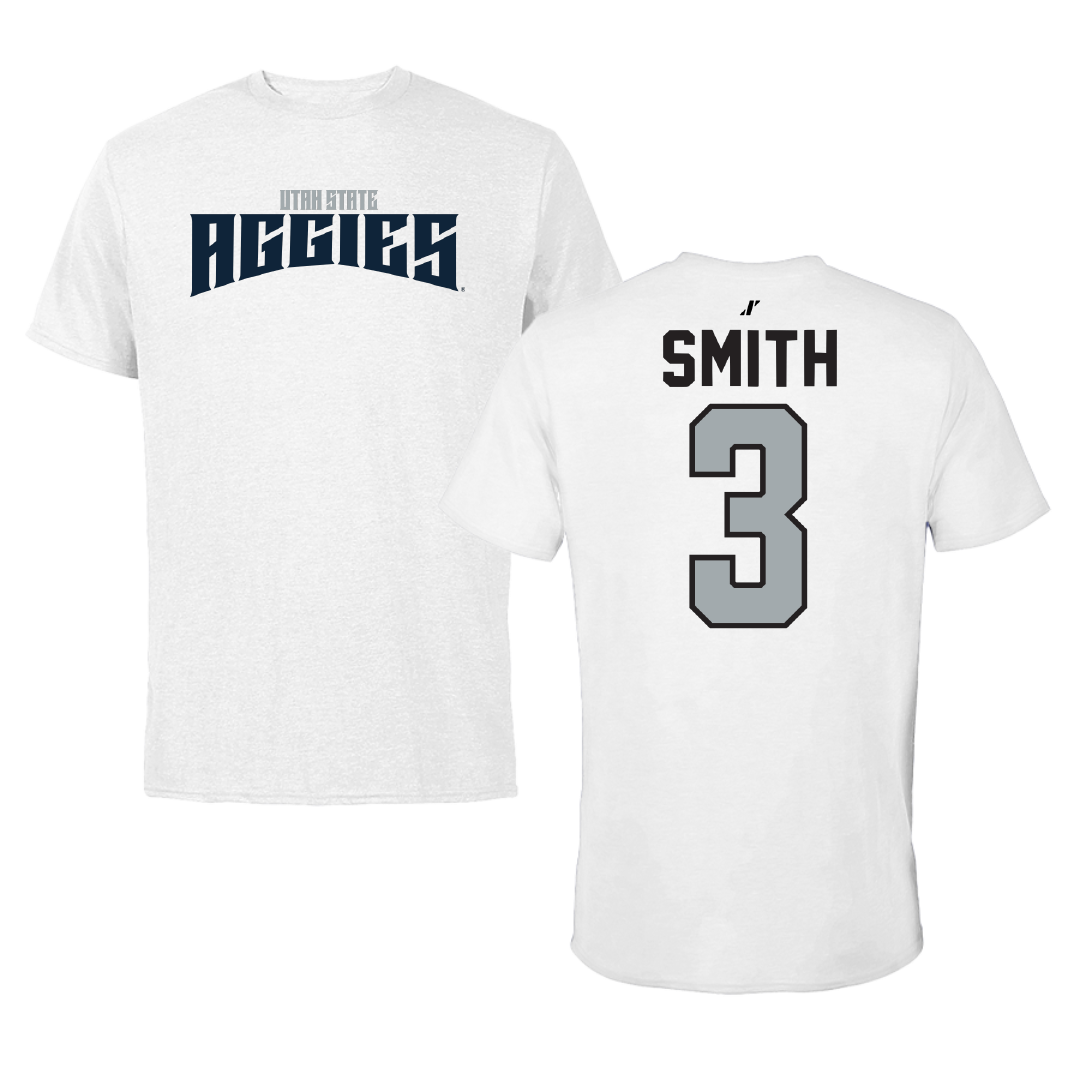 Utah State University Basketball White Classic Tee - #3 Ava Smith