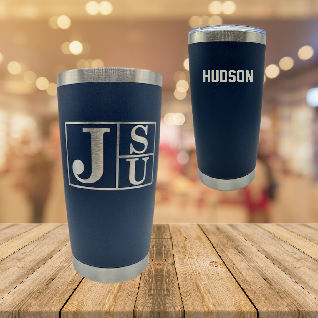 Jackson State University TF and XC Navy Stainless Steel Tumbler - Jeremiah Hudson