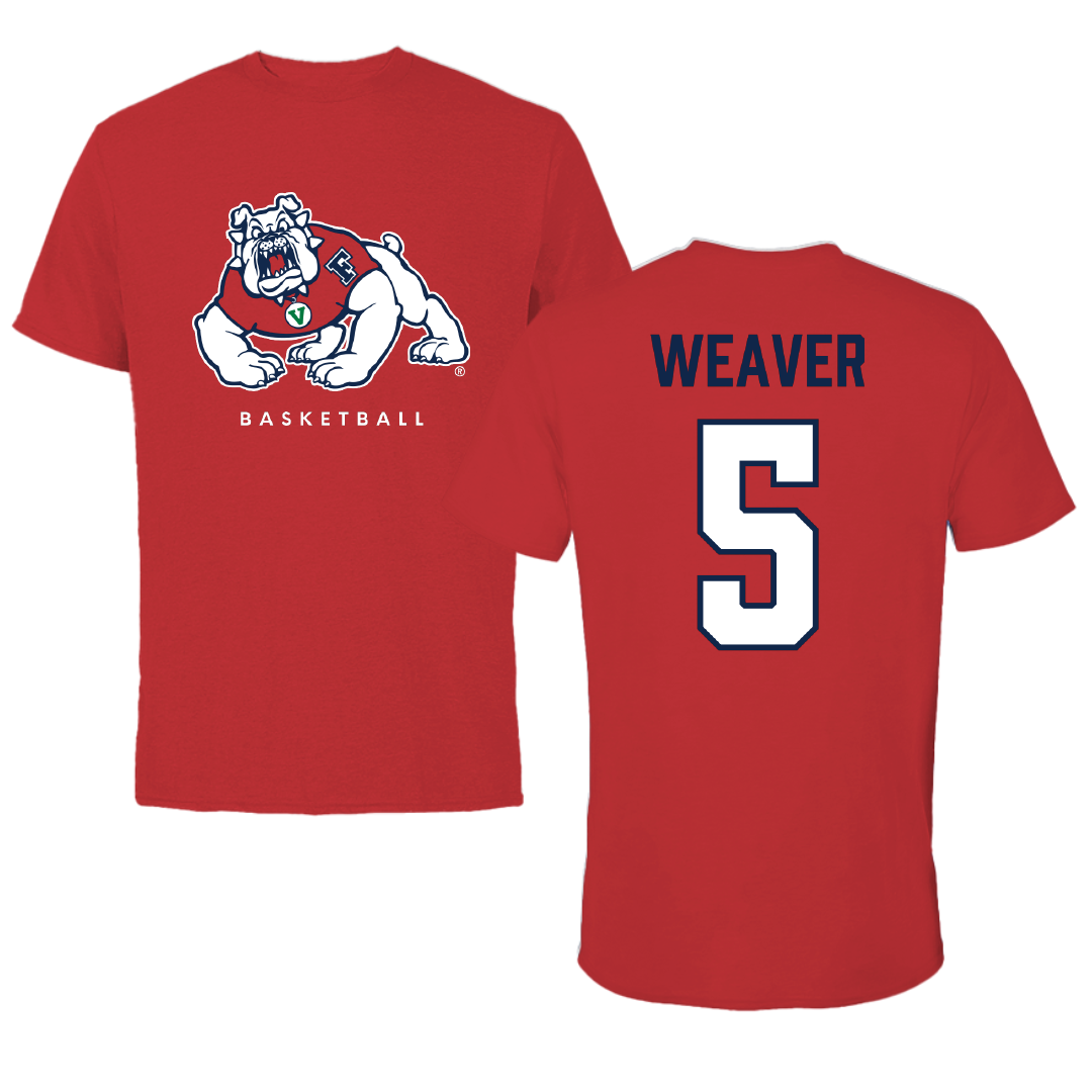 Fresno State University Basketball Red Tee - #5 Jalen Weaver