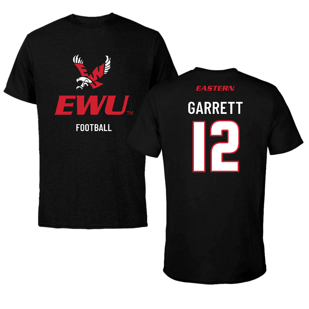 Eastern Washington University Football Black EWU Tee - #12 Wesley Garrett