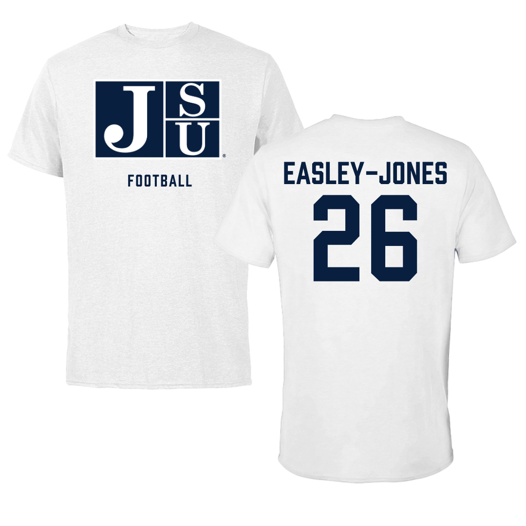 Jackson State University Football White Performance Tee - #26 Tavarious Easley-Jones