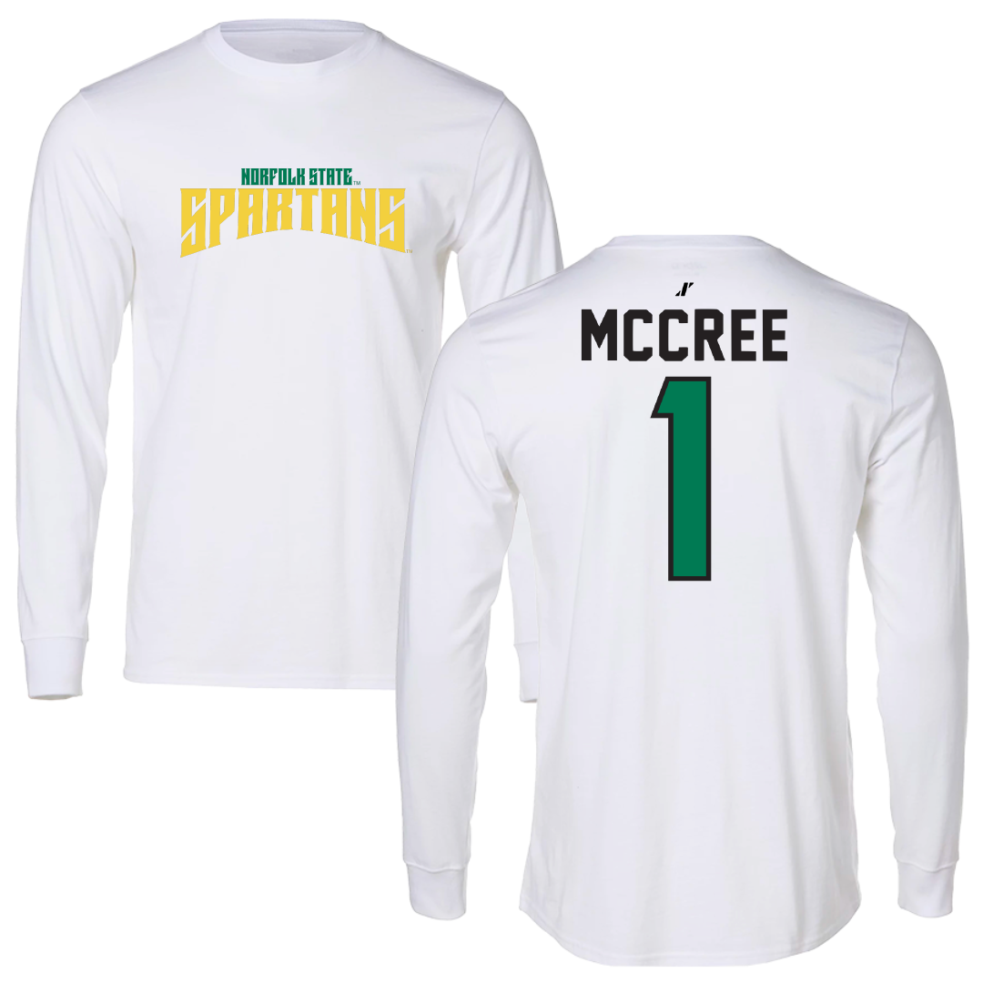 Norfolk State University Volleyball White Classic Performance Long Sleeve - #1 Sydney McCree