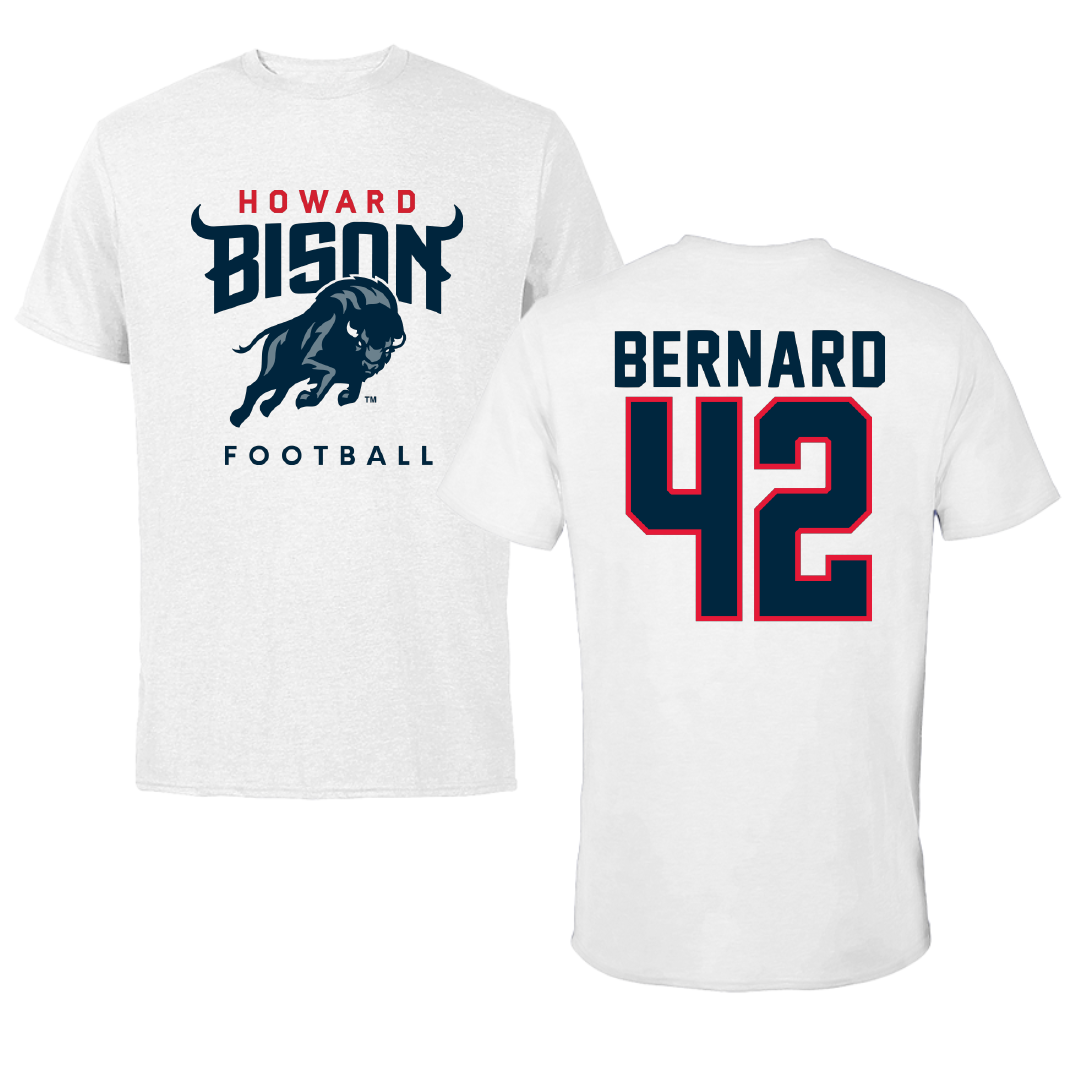 Howard University Football White Tee - #42 Wyatt Bernard