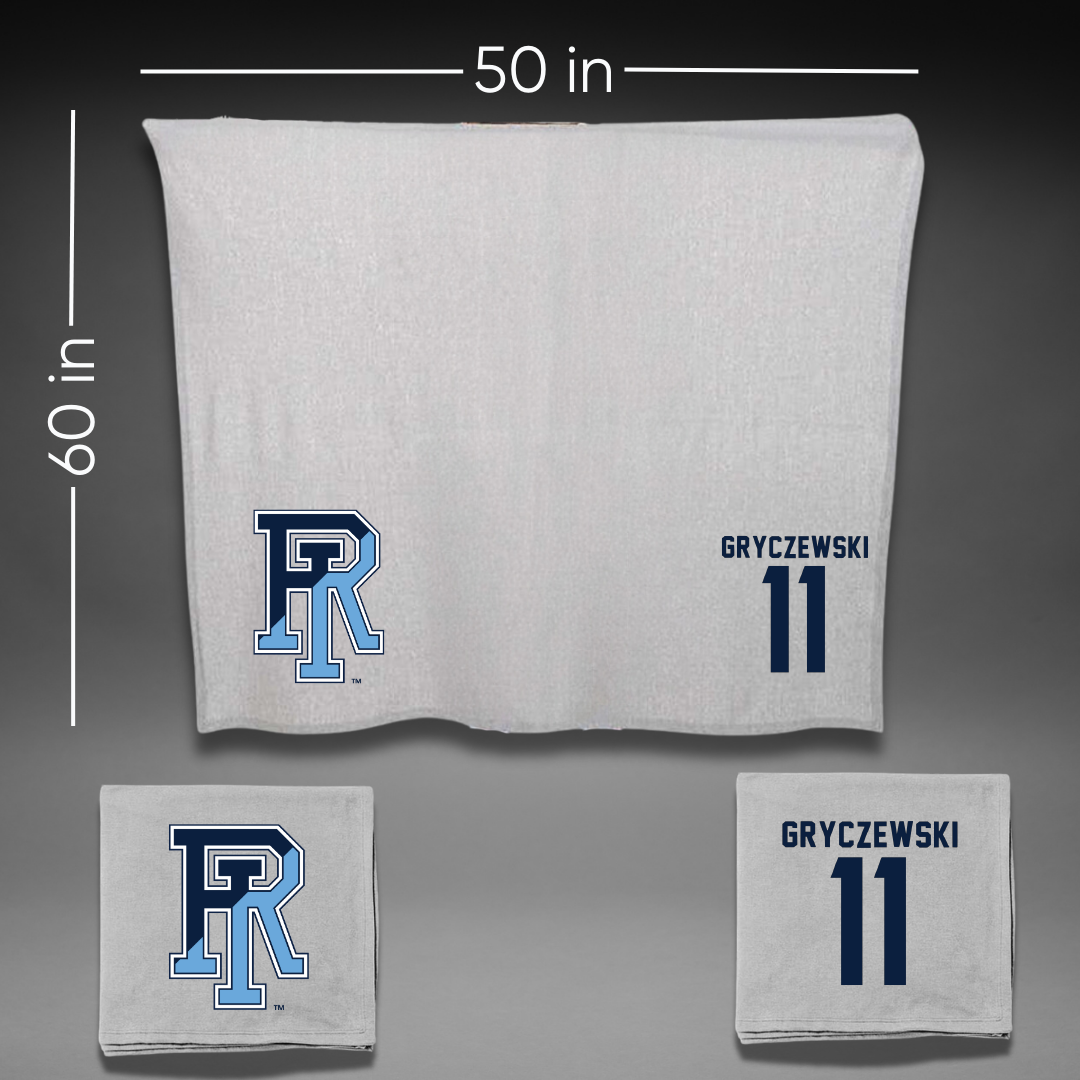 University of Rhode Island Soccer Gray Blanket - #11 Patrick Gryczewski