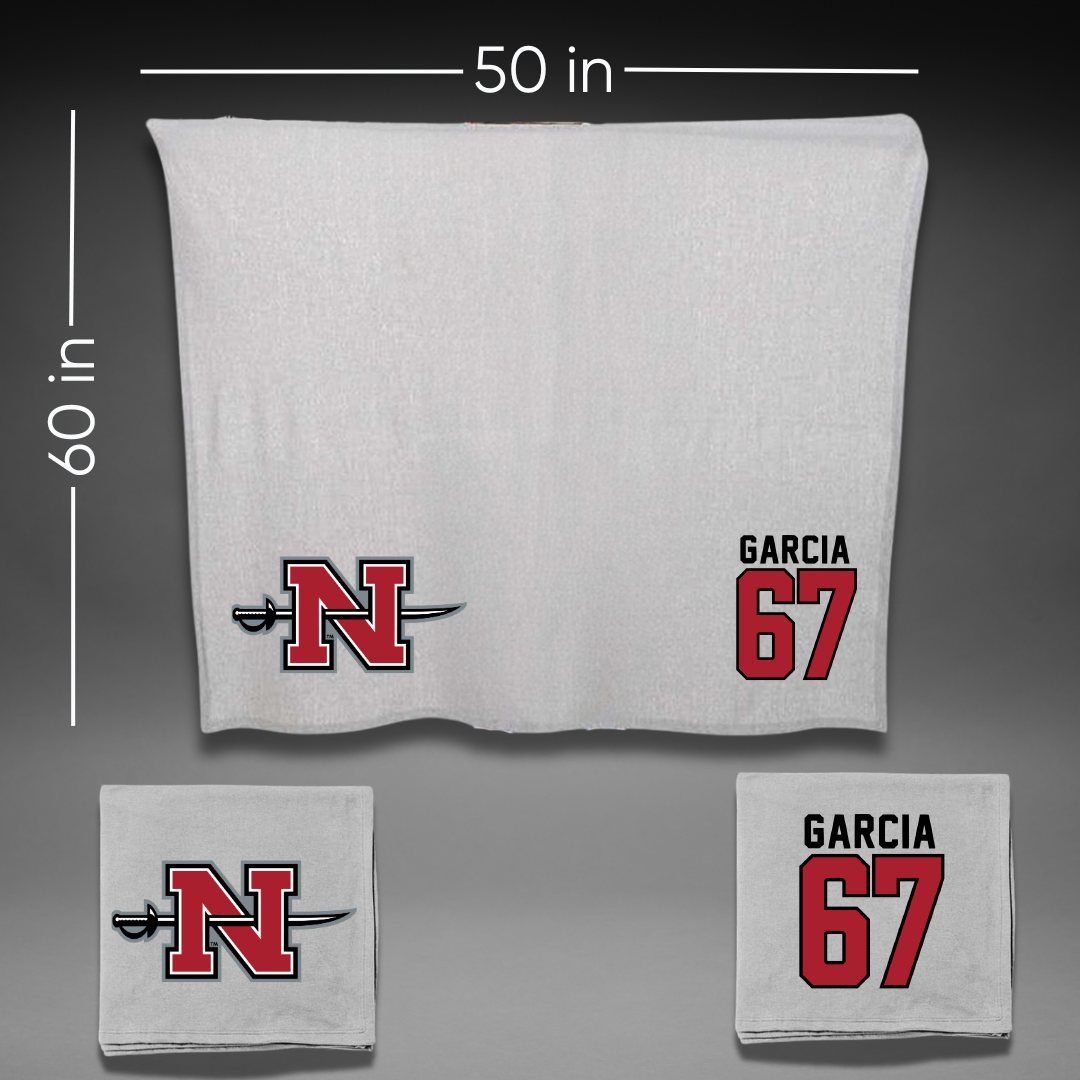 Nicholls State University Football Gray Blanket - #67 Marcus Garcia