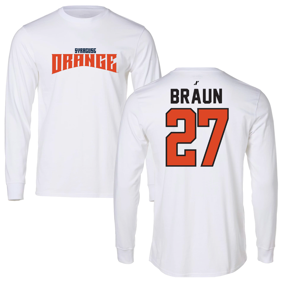 Syracuse University Soccer White Classic Long Sleeve - #27 Blythe Braun