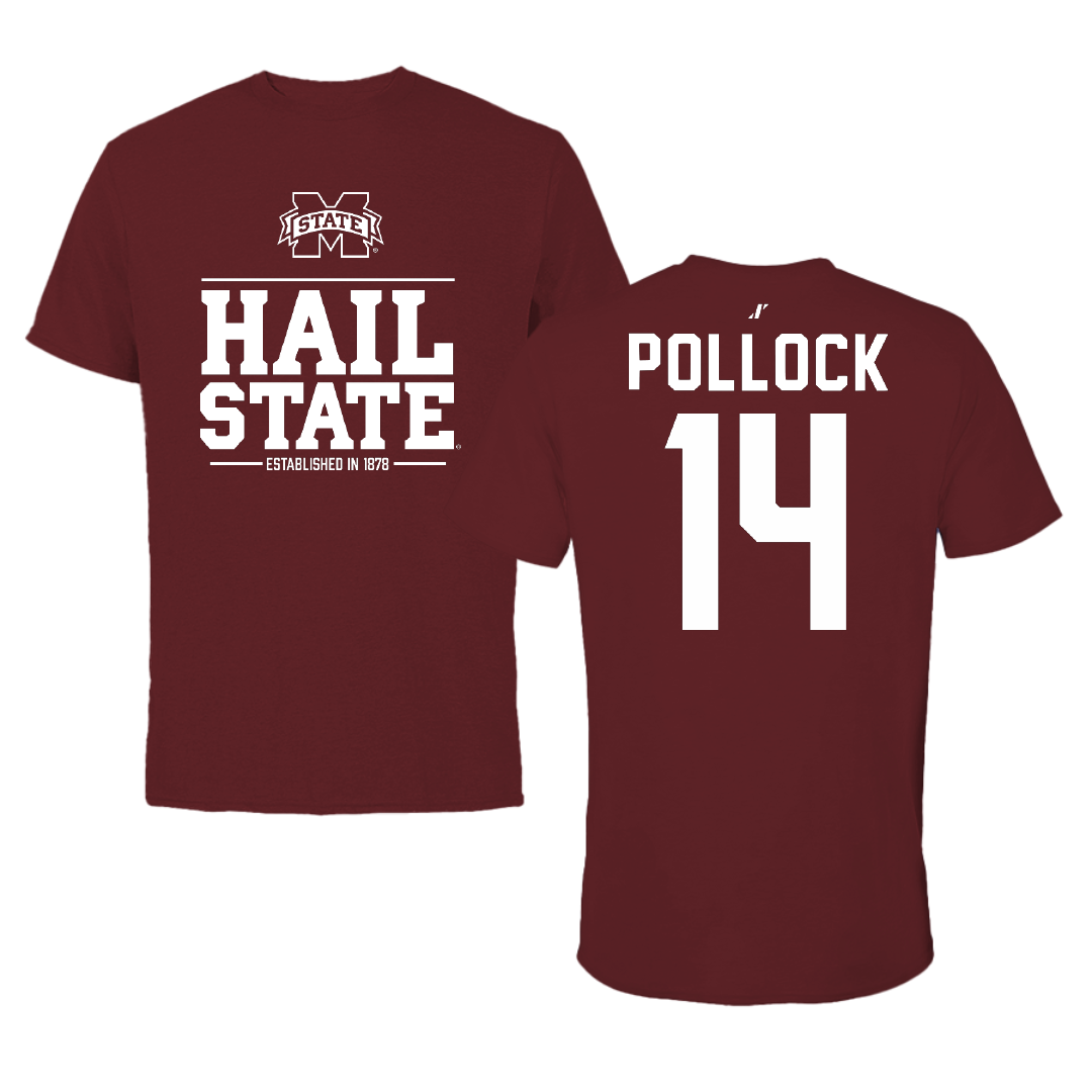 Mississippi State University Football Maroon General Performance Tee - #14 Brice Pollock