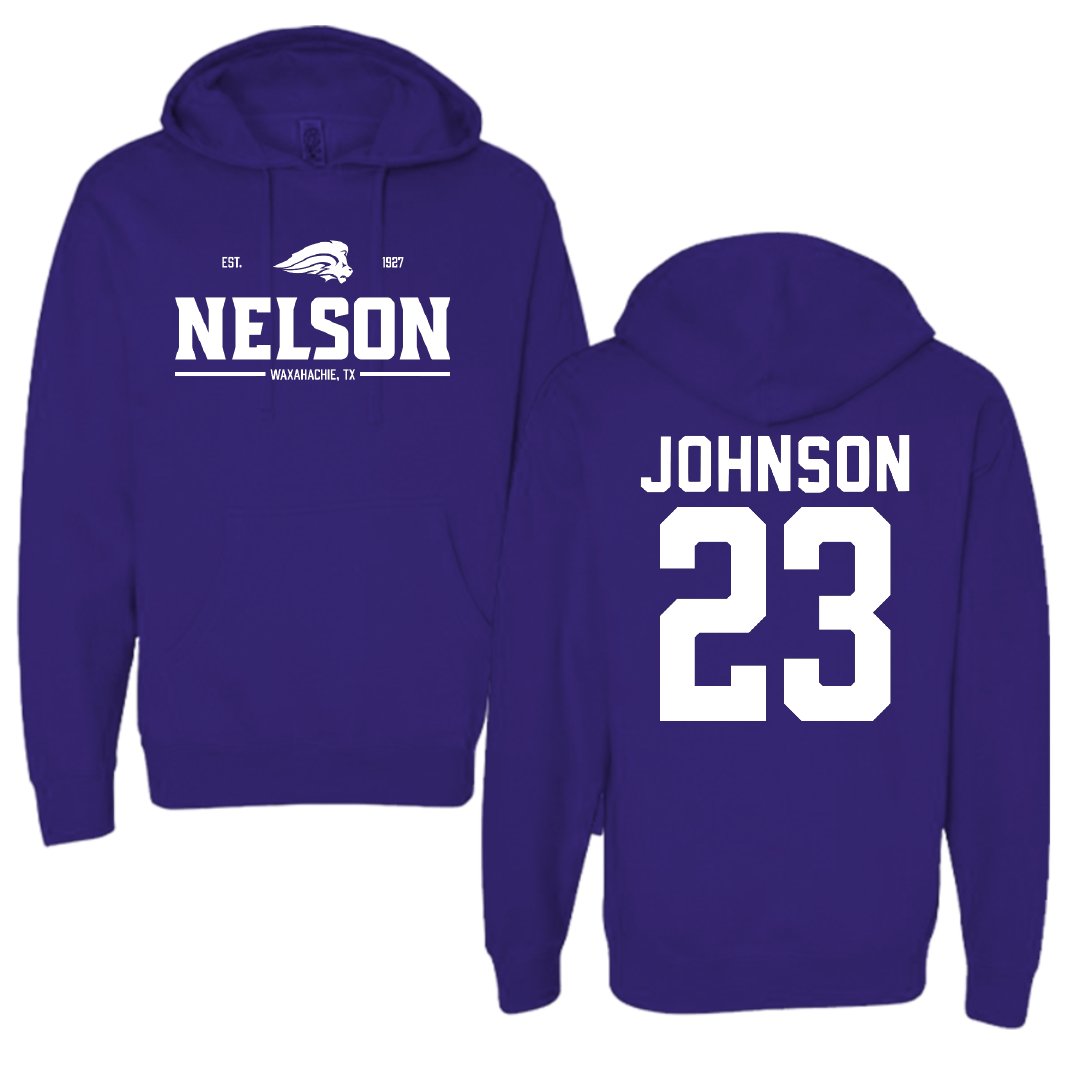 Nelson University Basketball Purple General Hoodie - #23 Mikah Johnson