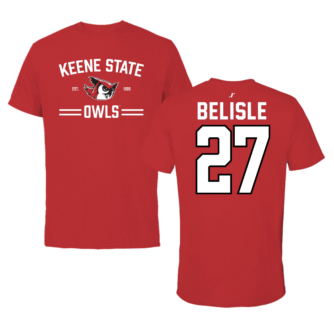 Keene State College Ice Hockey Red General Performance Tee - #27 John Belisle