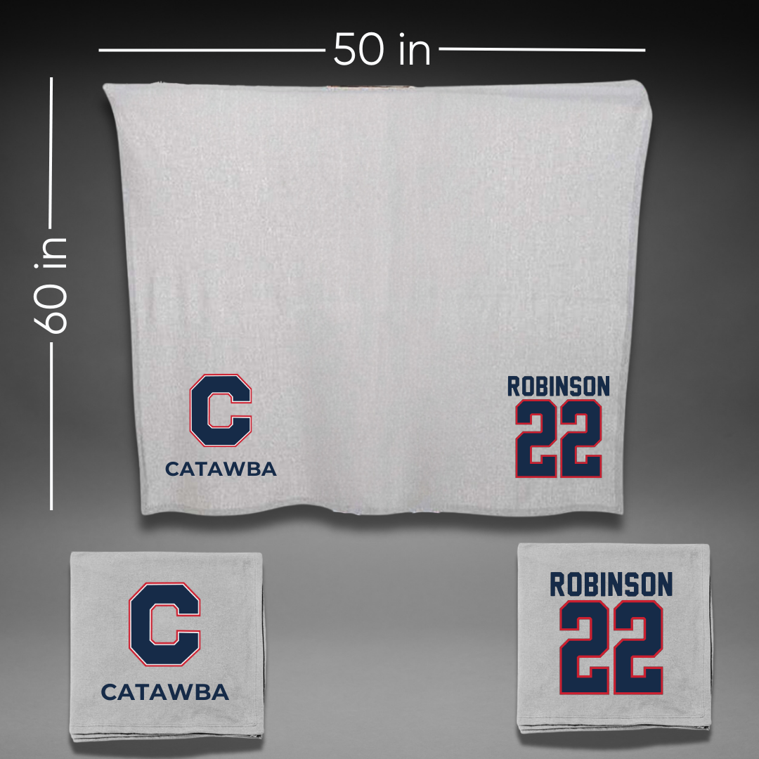 Catawba College Basketball Gray Blanket - #22 Kris Robinson