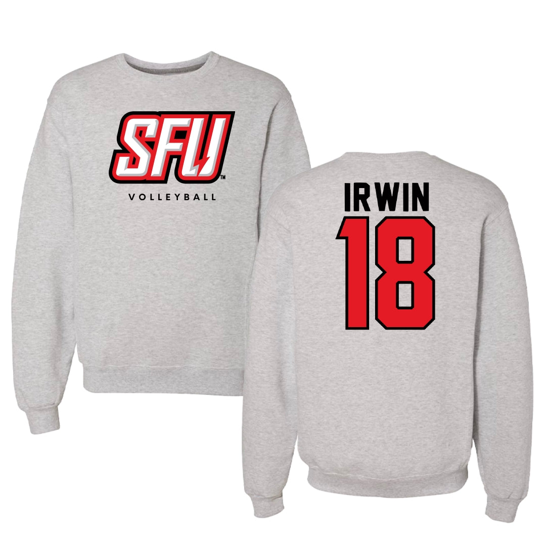 Saint Francis University (Pennsylvania) Volleyball Light Gray Crewneck - #18 Alyssa Irwin