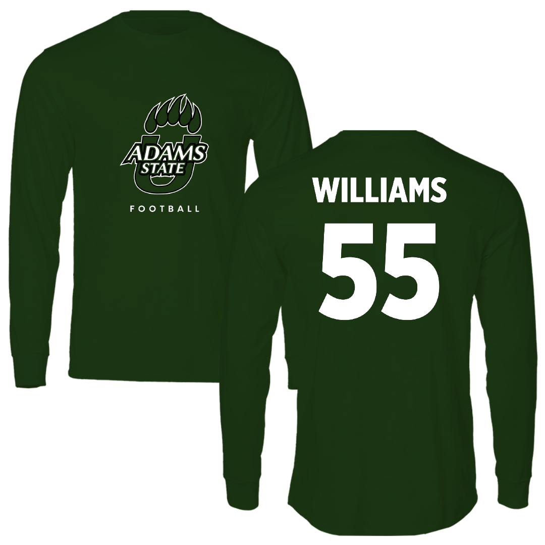 Adams State University Football Forest Green Performance Long Sleeve - #55 Quincy Williams