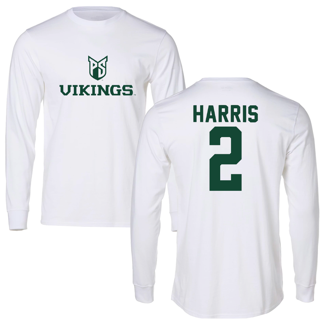 Portland State University Softball White Performance Long Sleeve - #2 Alison Harris