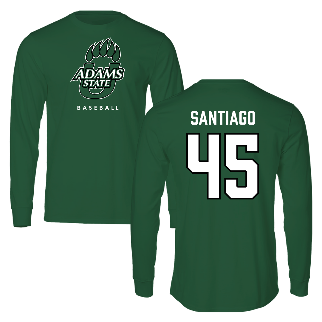 Adams State University Baseball Green Performance Long Sleeve - #45 Ricardo Santiago