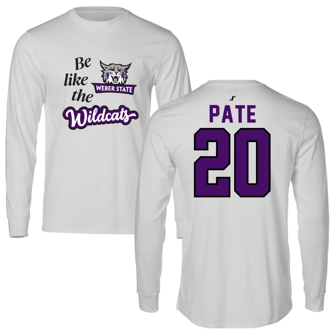 Weber State University Football Light Gray Be Like Us Performance Long Sleeve - #20 Montae Pate