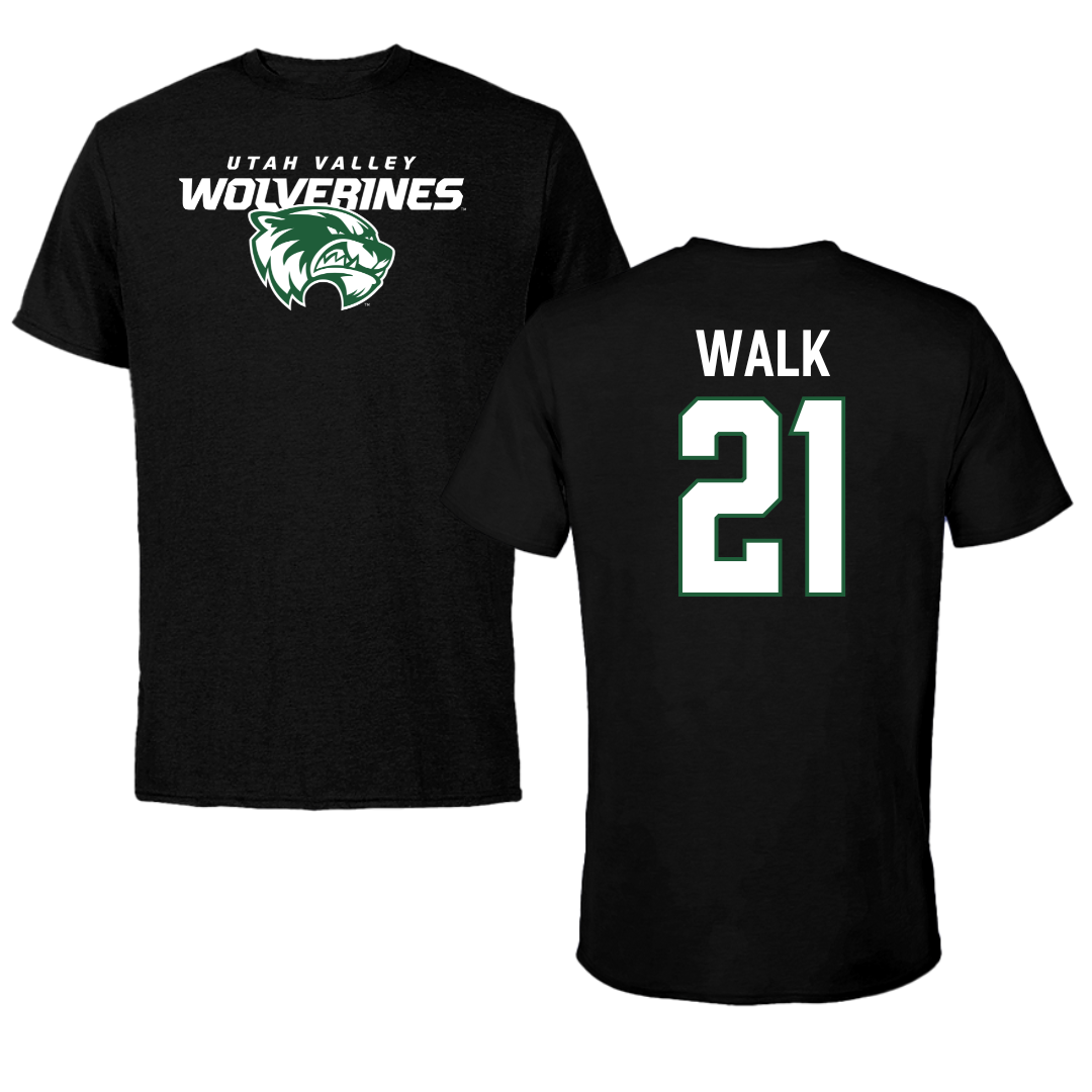 Utah Valley University Soccer Black Wolverines Performance Tee - #21 Trevor Walk