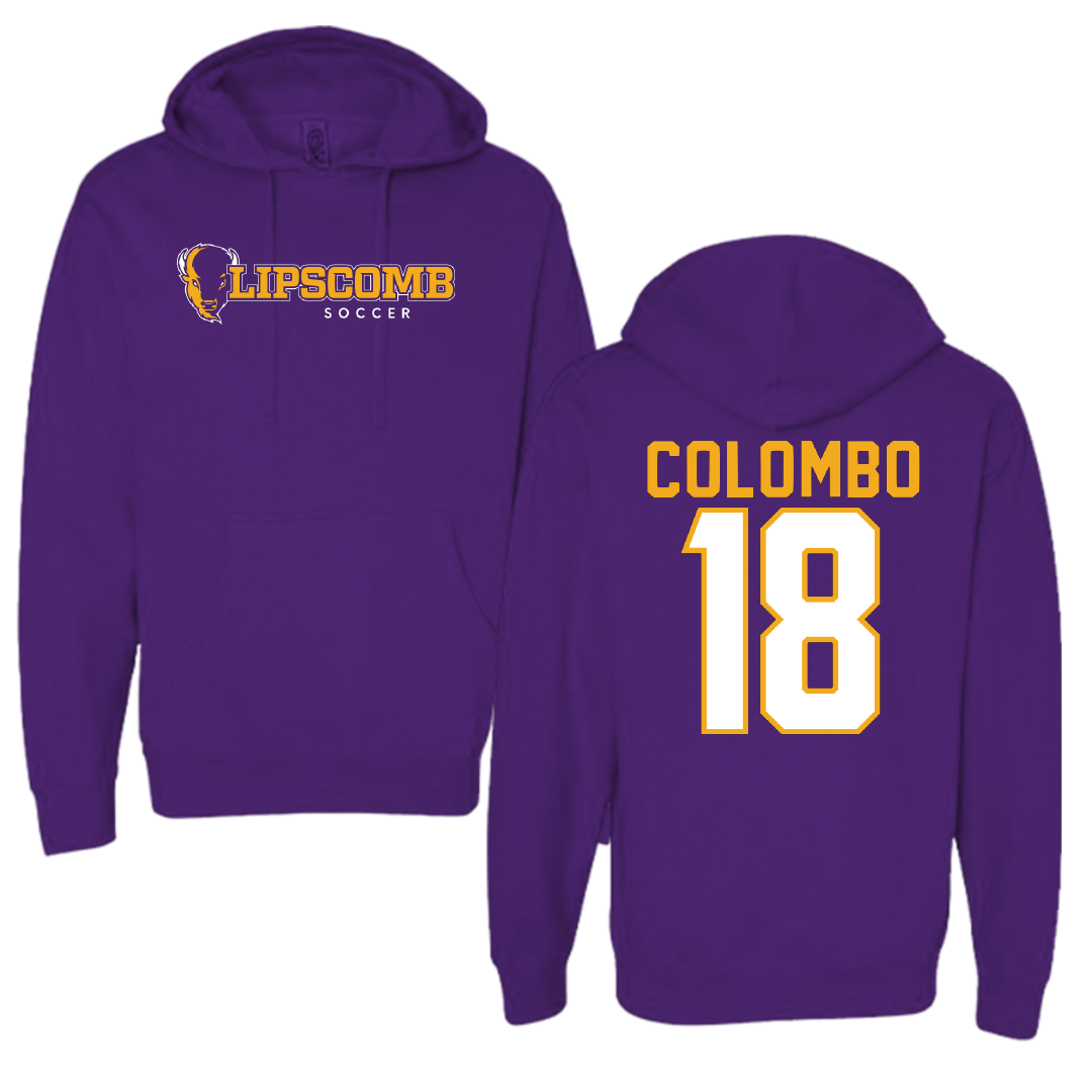 Lipscomb University Soccer Purple Block Hoodie - #18 Matteo Colombo