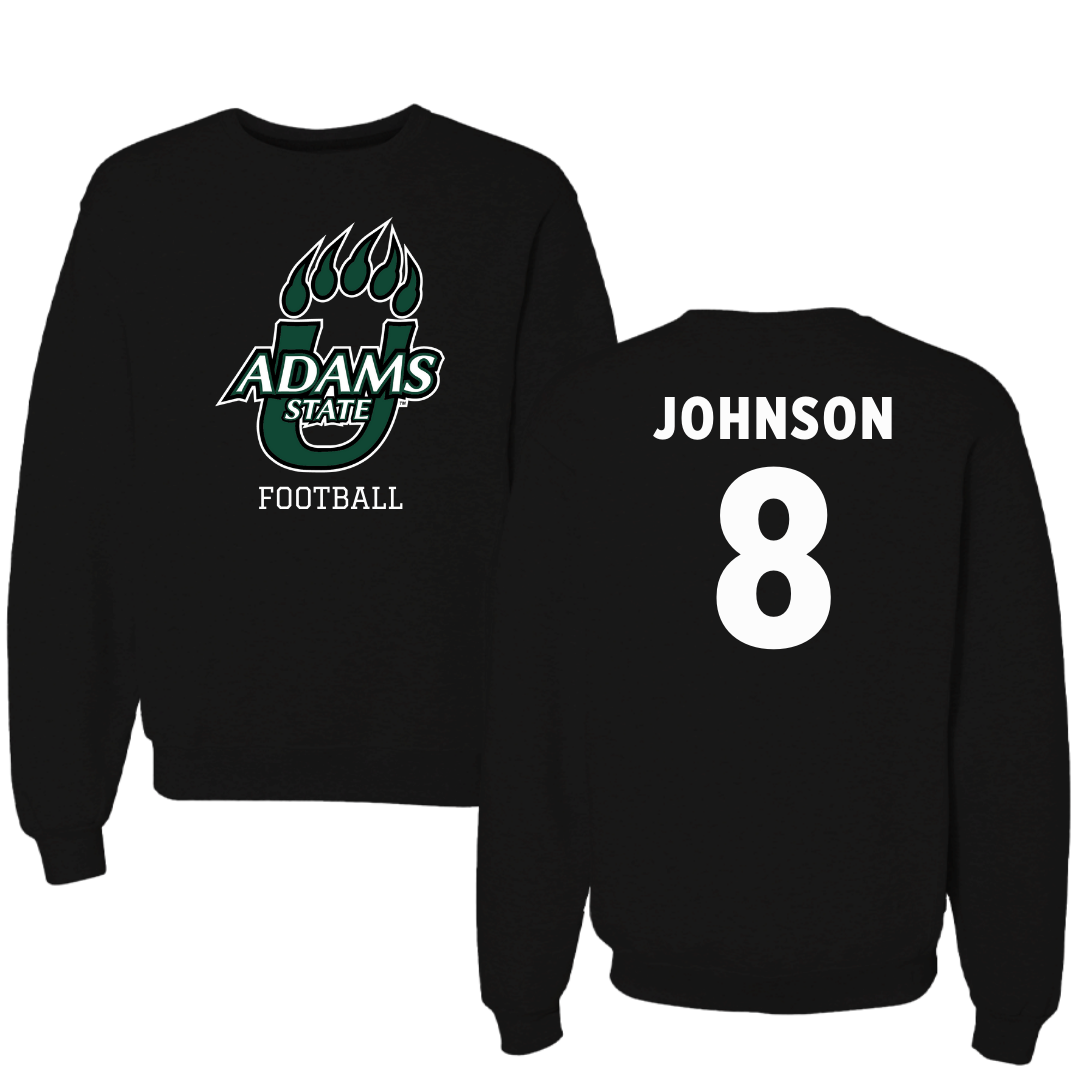 Adams State University Football Black State Crewneck - #8 Aaron Johnson