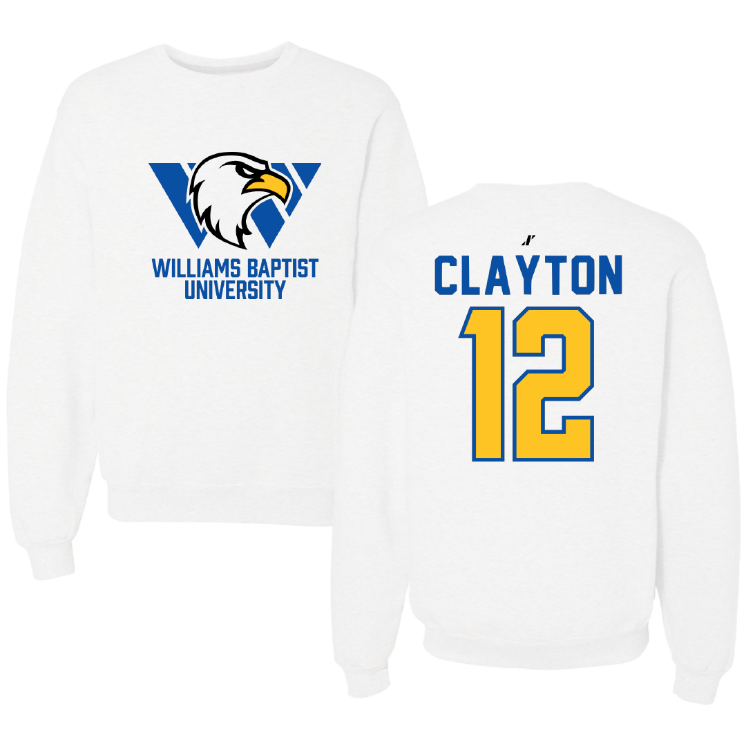Williams Baptist University Basketball White Crewneck - #12 Joe Clayton
