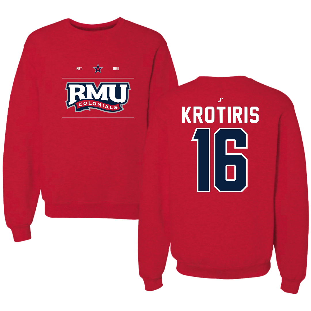 Robert Morris University Ice Hockey Red General Crewneck - #16 George Krotiris