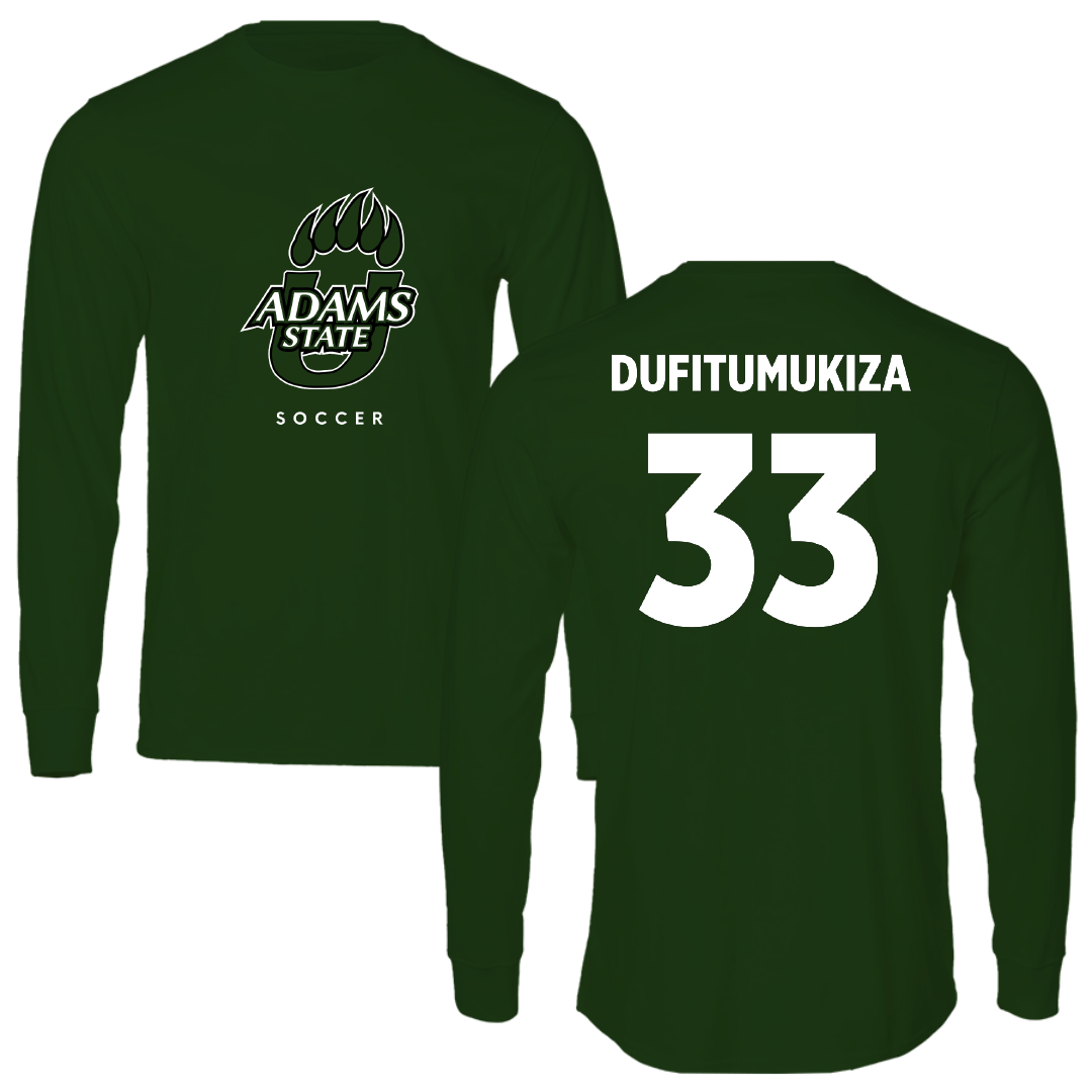Adams State University Soccer Forest Green Performance Long Sleeve - #33 Frank Angelo Dufitumukiza