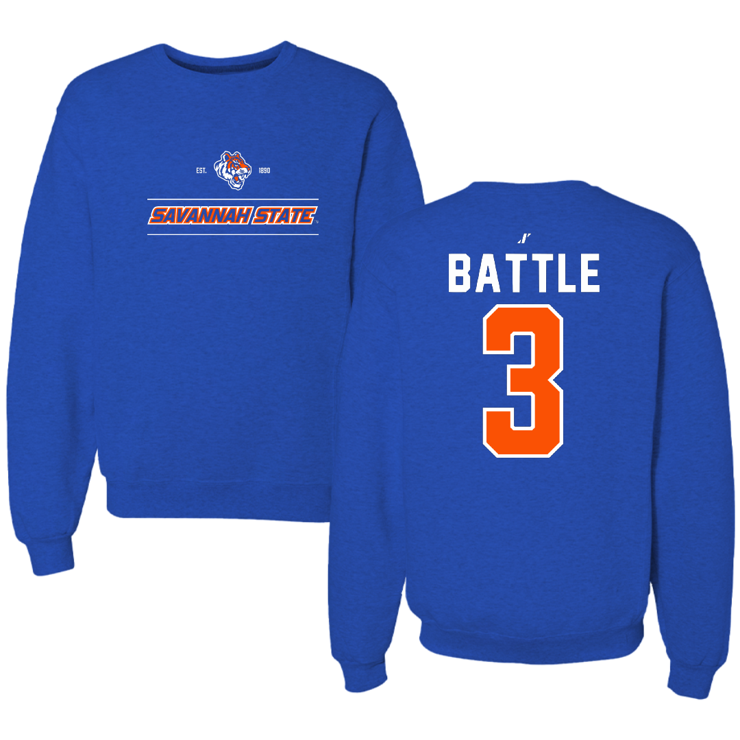 Savannah State University Softball Blue General Crewneck - #3 Ariana Battle