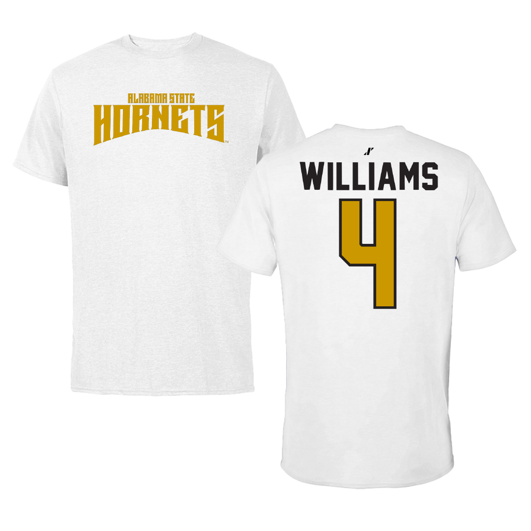 Alabama State University Soccer White Classic Performance Tee - #4 Tatyana Williams