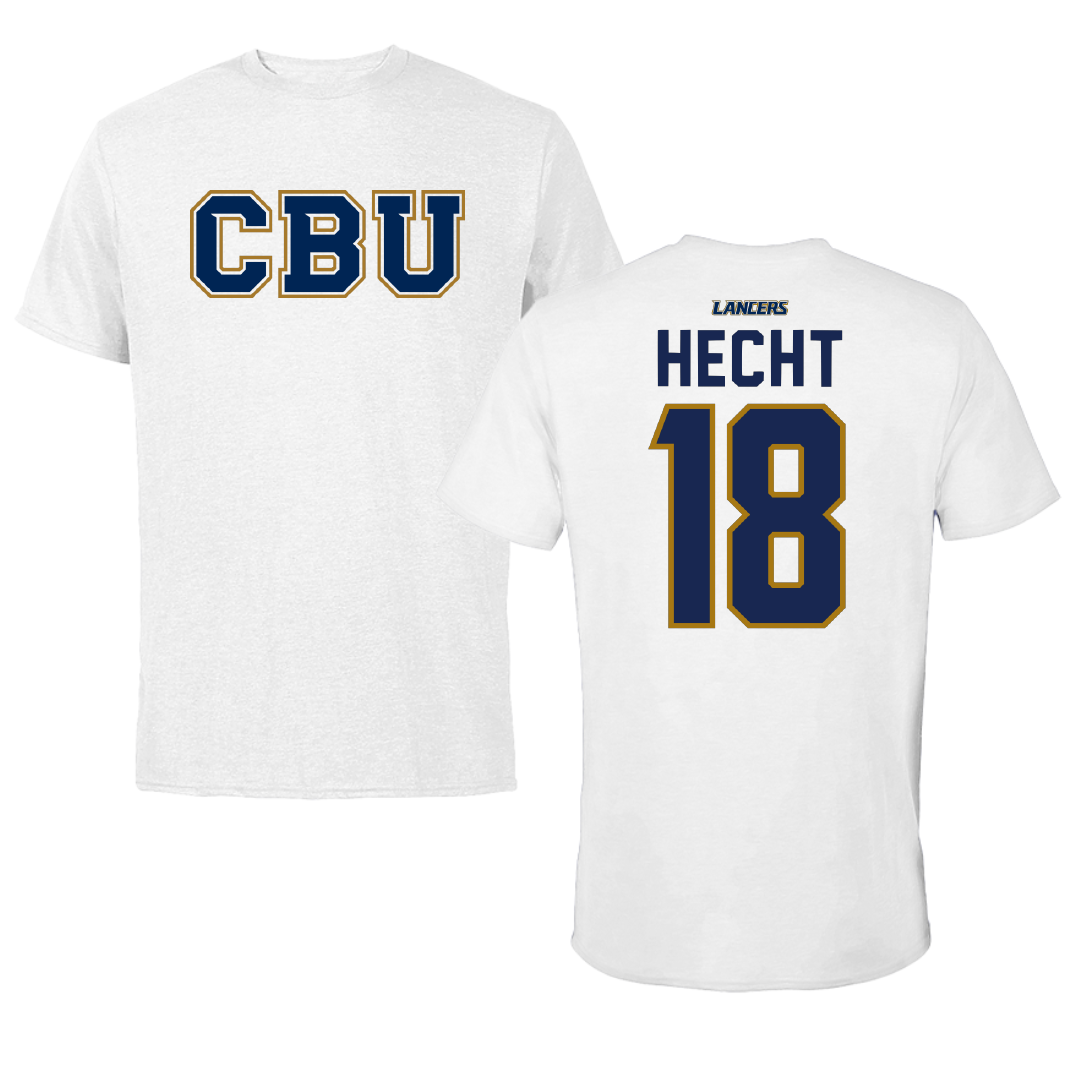 California Baptist University Water Polo White Performance Tee - #18 Ben Hecht
