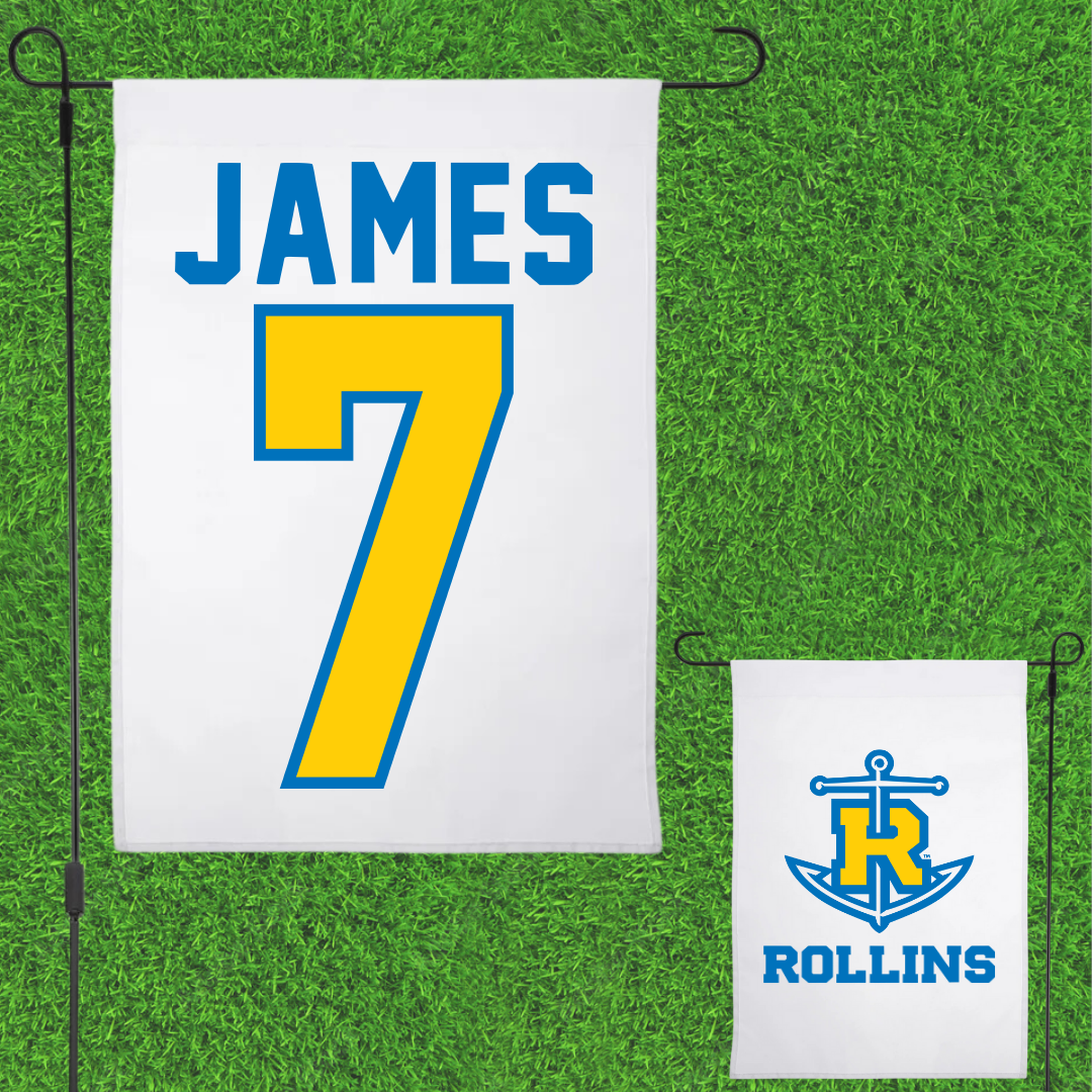 Rollins College Basketball White Garden Flag - #7 Cheo James