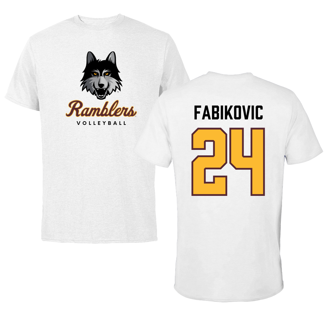 Loyola University-Chicago Volleyball White Ramblers Performance Tee - #24 Daniel Fabikovic