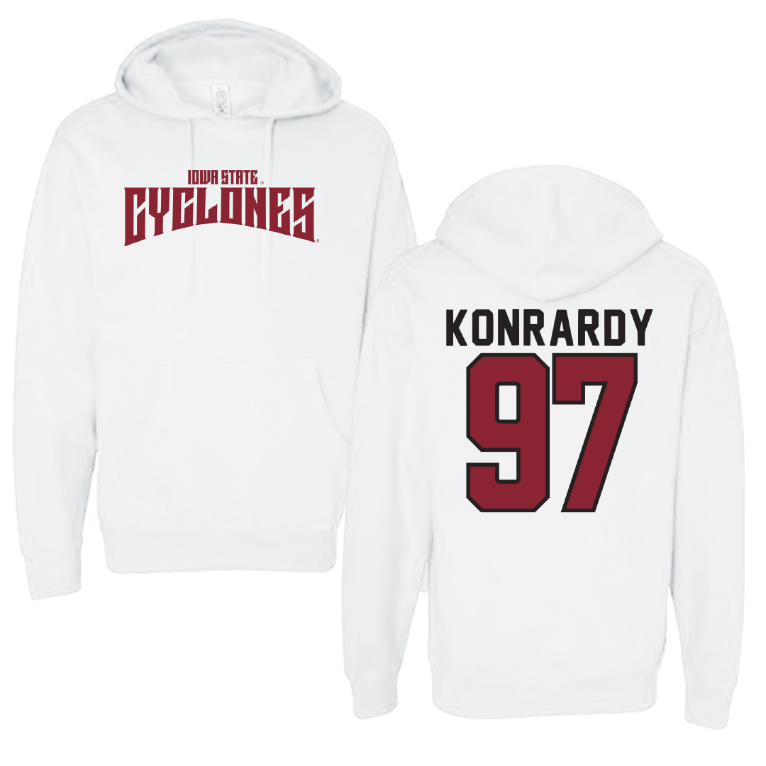 Iowa State University Football White Classic Hoodie - #97 Kyle Konrardy