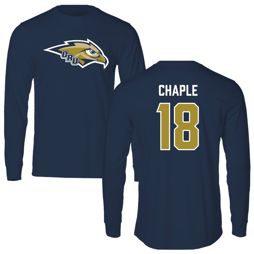 Oral Roberts University Soccer Navy Performance Long Sleeve - #18 Alani Chaple