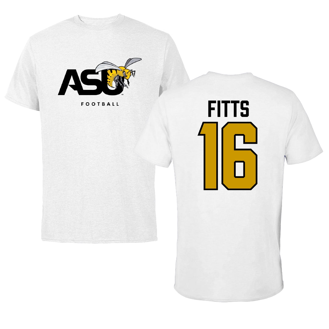 Alabama State University Football White ASU Tee - #16 Adrian Fitts
