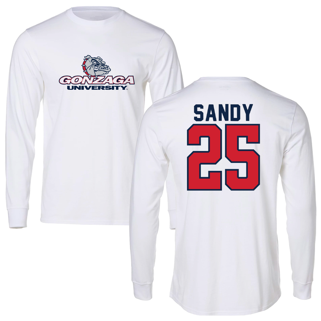 Gonzaga University Soccer White Performance Long Sleeve - #25 Myles Sandy