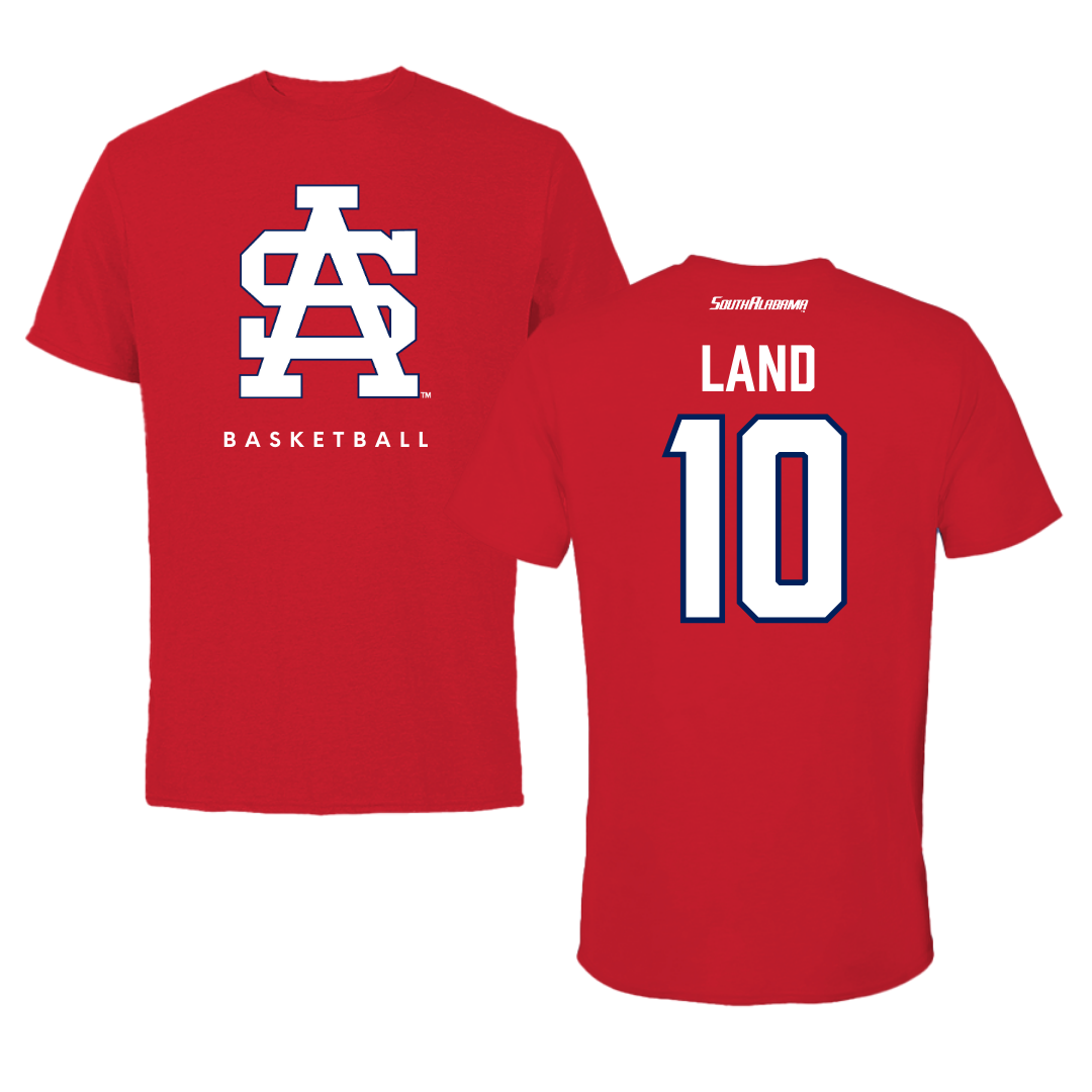 University of South Alabama Basketball Red Performance Tee - #10 Maxwell Land