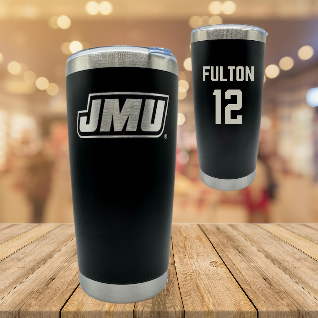 James Madison University Softball Black Stainless Steel Tumbler - #12 Lauren Fulton
