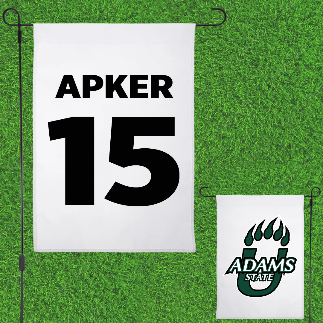 Adams State University Baseball White Garden Flag - #15 Cory Apker