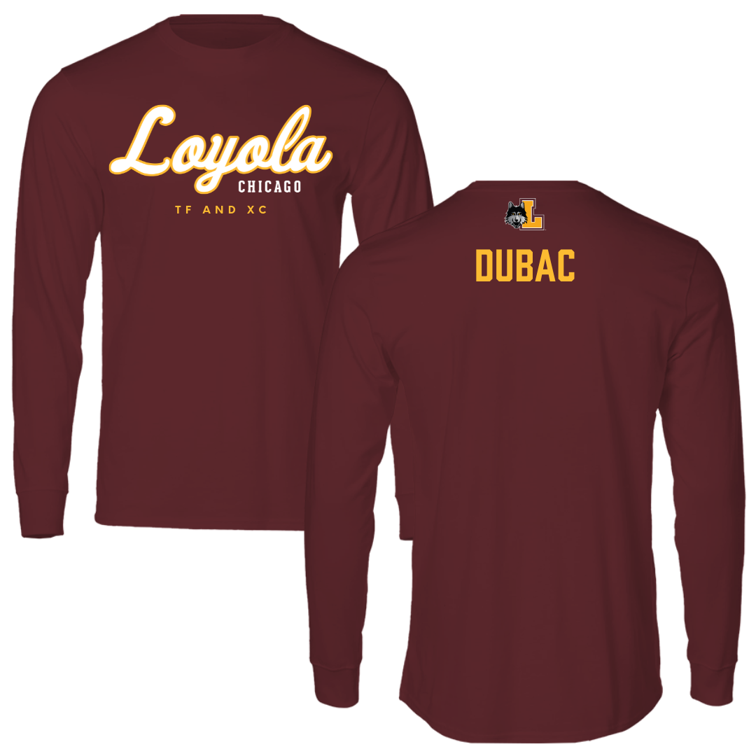 Loyola University-Chicago TF and XC Maroon Block Performance Long Sleeve - Mia Dubac