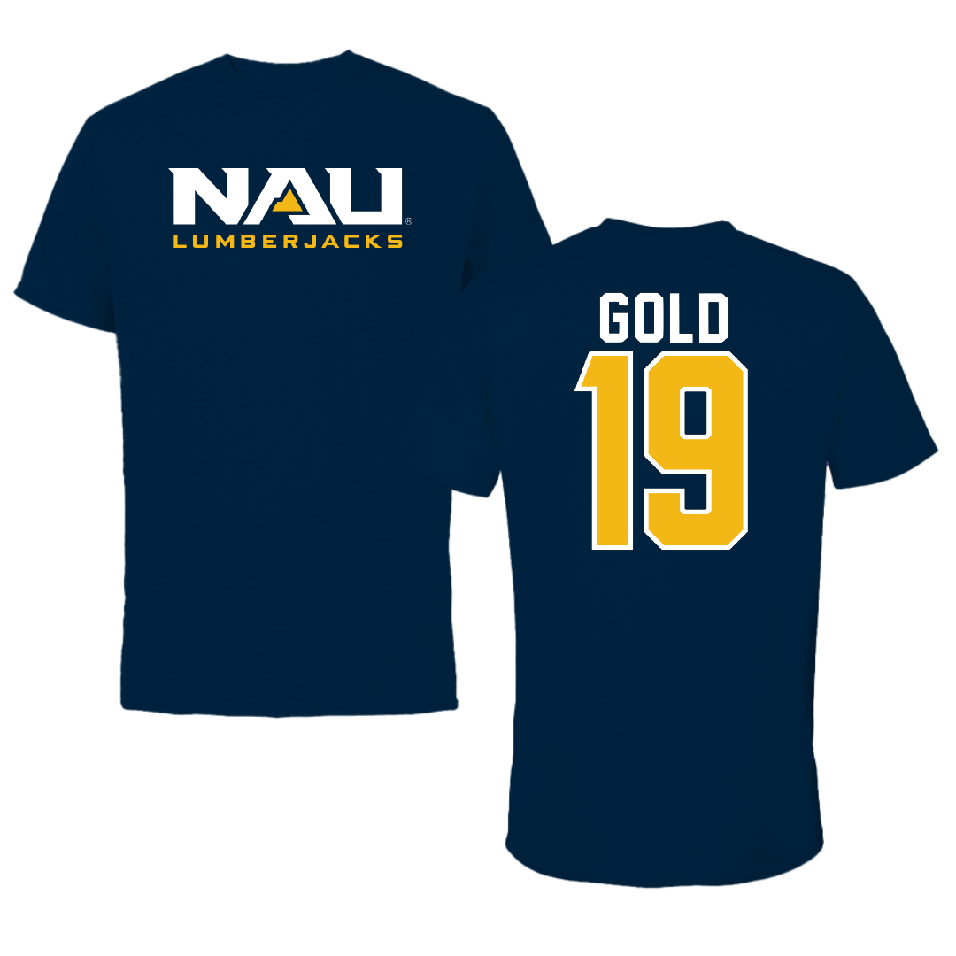 Northern Arizona University Soccer Navy Block Performance Tee - #19 Camryn Gold
