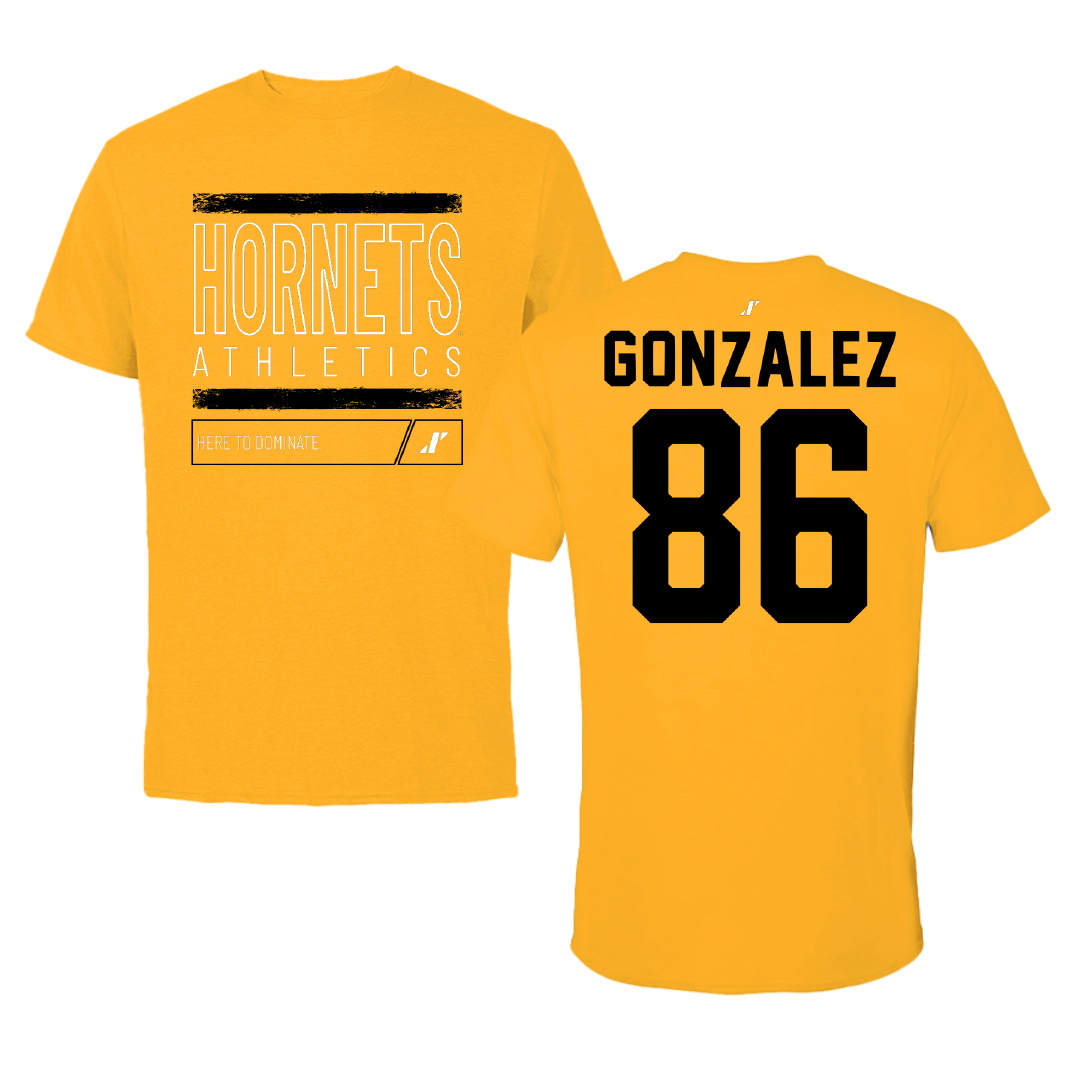 Alabama State University Football Gold Dominate Tee - #86 Drake Gonzalez