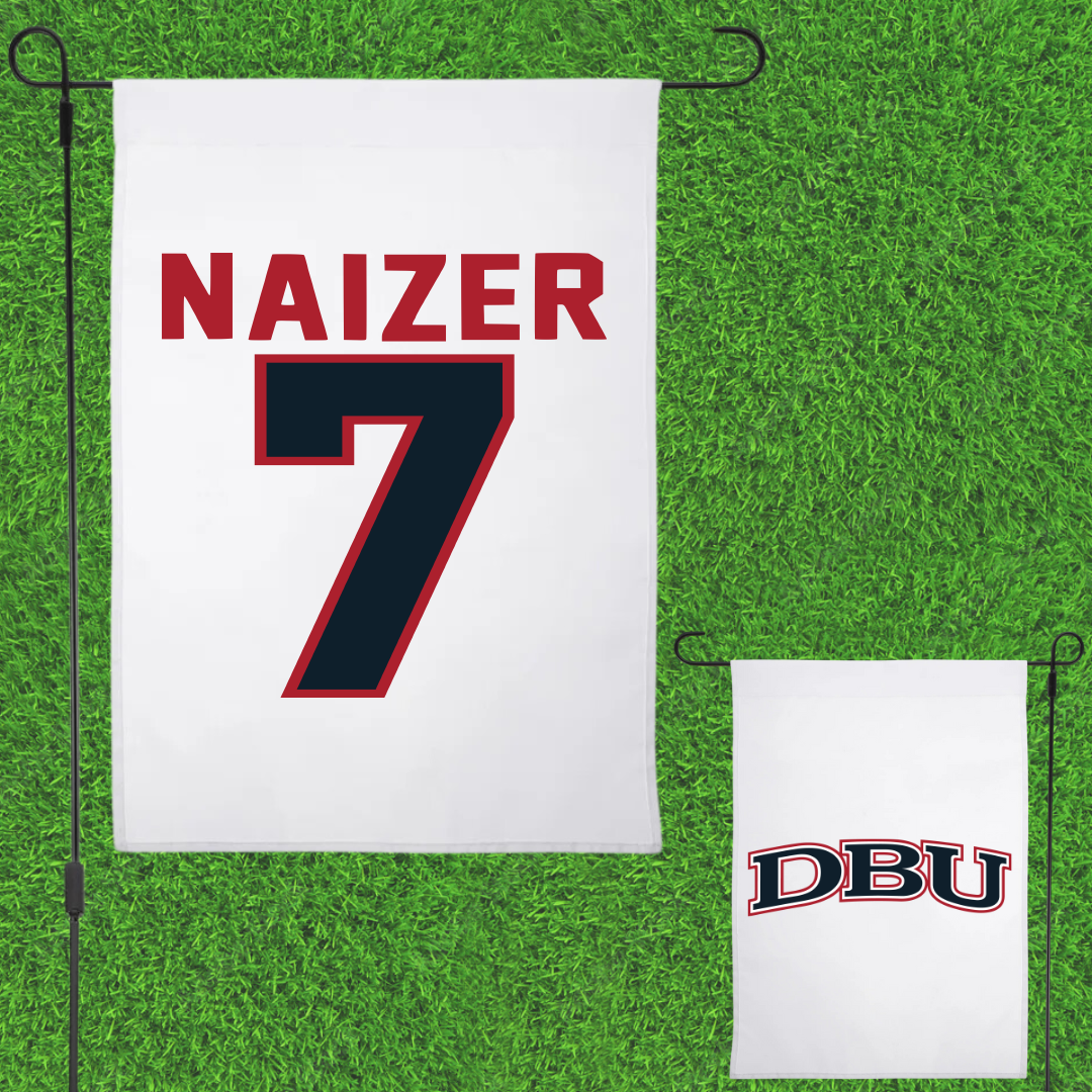 Dallas Baptist University Soccer White Garden Flag - #7 Kaleigh Naizer