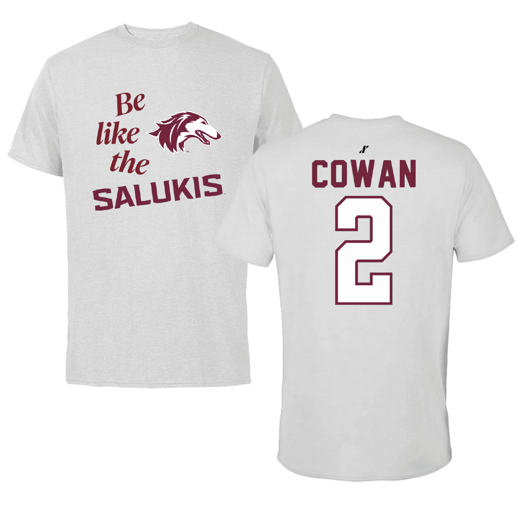 Southern Illinois University at Carbondale Football Light Gray Be Like Us Tee - #2 Devin Cowan