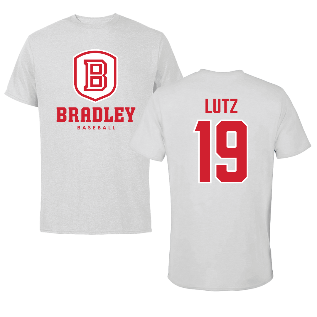 Bradley University Baseball Gray Performance Tee - #19 Travis Lutz