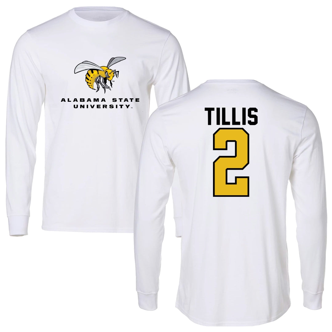 Alabama State University Basketball White Block Long Sleeve - #2 Ryin Tillis