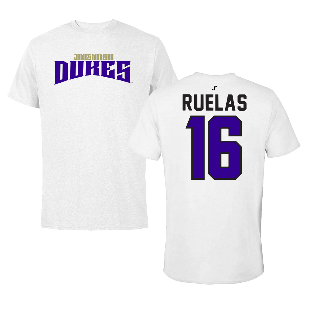 James Madison University Football White Classic Tee - #16 Noe Ruelas