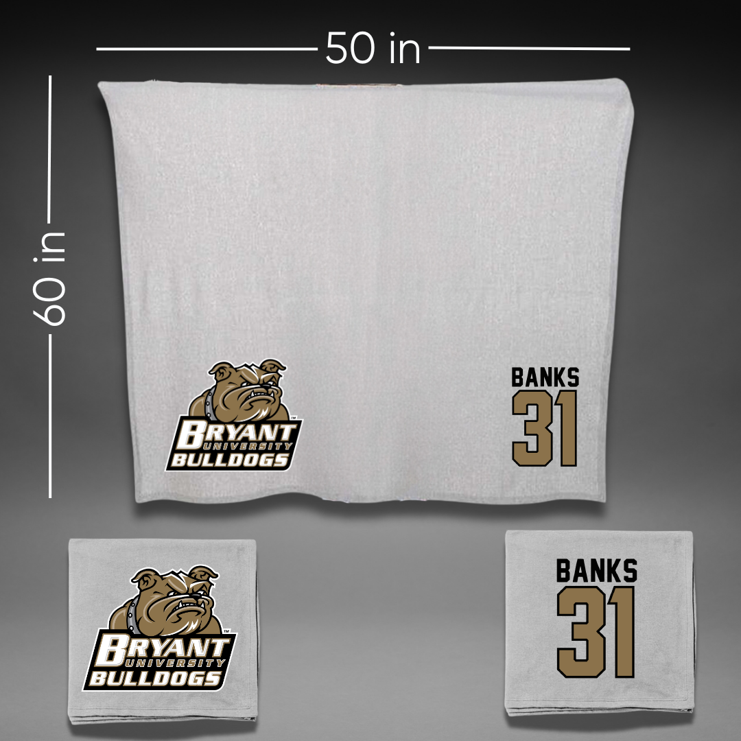 Bryant University Football Gray Blanket - #31 Devon Banks