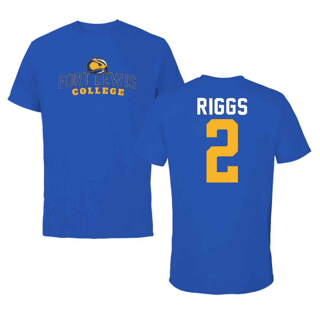 Fort Lewis College Basketball Blue Tee - #2 AJ Riggs